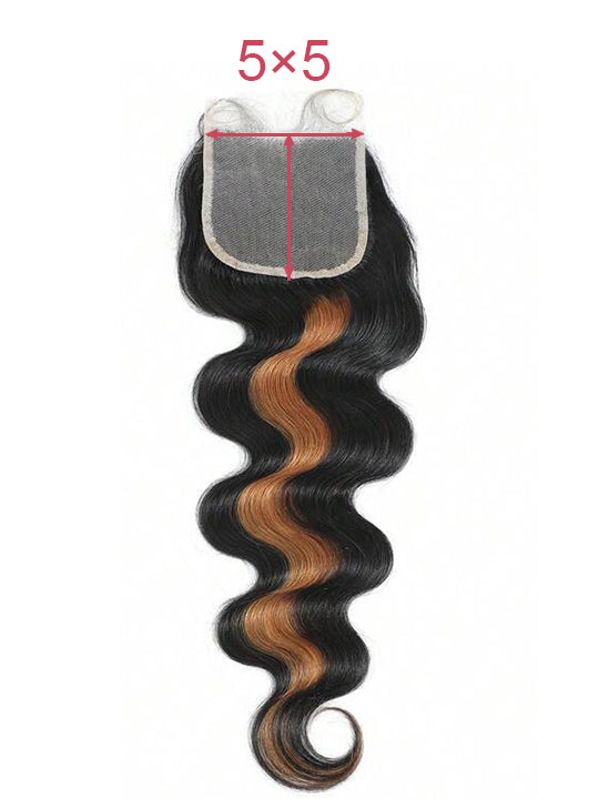 Brown Bayalage Bundles With 5x5 13x4 Lace Frontal Closure Body Wave Human Hair
