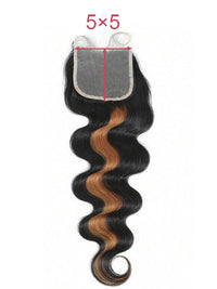 Brown Bayalage Bundles With 5x5 13x4 Lace Frontal Closure Body Wave Human Hair