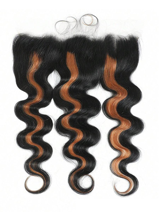 Brown Bayalage Bundles With 5x5 13x4 Lace Frontal Closure Body Wave Human Hair