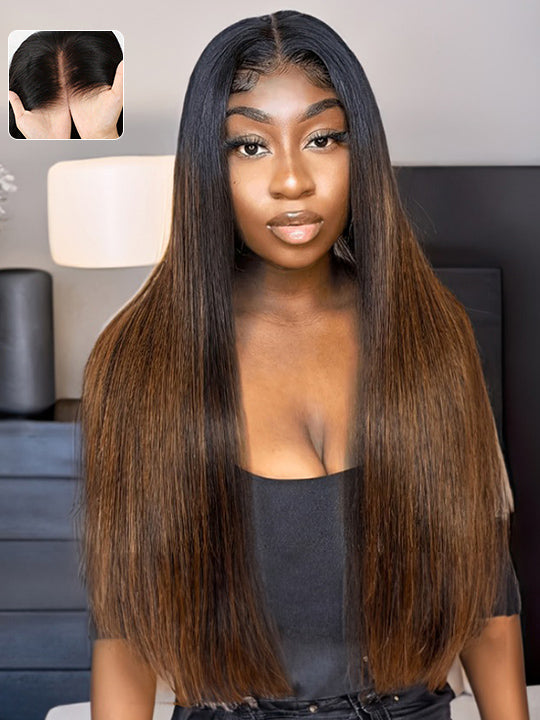 #FB30 Brown Highlights Straight Full 13x4 Lace Frontal Human Hair Wigs
