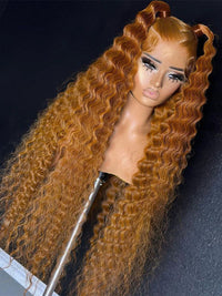 #30 Brown Curly Hair Wig Deep Wave 4x4 13x4 Transparent Lace Front Human Hair Wigs