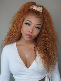 #30 Brown Curly Hair Wig Deep Wave 4x4 13x4 Transparent Lace Front Human Hair Wigs
