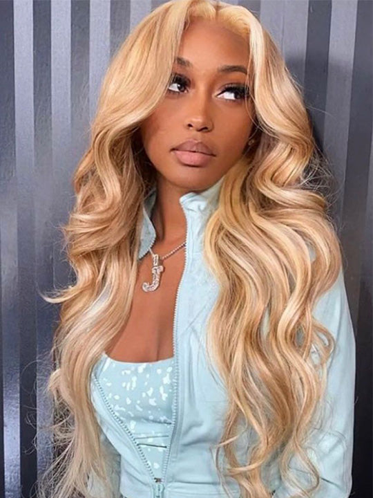 P4/613 P6/613 Brown Hair With Blonde Highlights 3D Body Wave 13x4 Lace Frontal Wigs