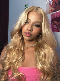 P4/613 P6/613 Brown Hair With Blonde Highlights 3D Body Wave 13x4 Lace Frontal Wigs