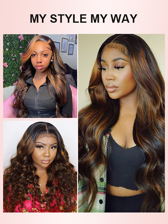 [Flash Sale] Pre Bleached Bye Bye Knots Brown Balayage Highlight Wig Body Wave Lace Frontal Wigs
