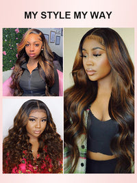 [Flash Sale] Pre Bleached Bye Bye Knots Brown Balayage Highlight Wig Body Wave Lace Frontal Wigs