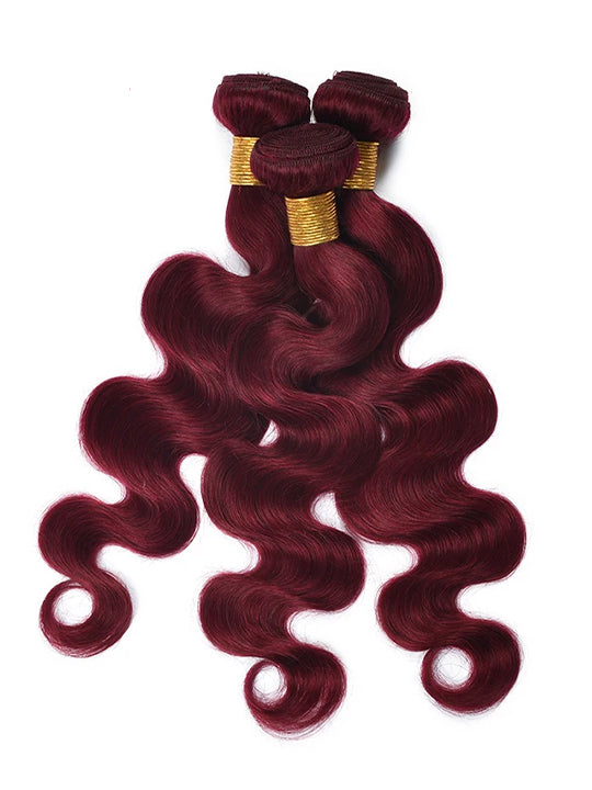 Burgundy Bundles With 5x5 13x4 Lace Frontal Closure Body Wave Human Hair