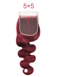 Burgundy Bundles With 5x5 13x4 Lace Frontal Closure Body Wave Human Hair
