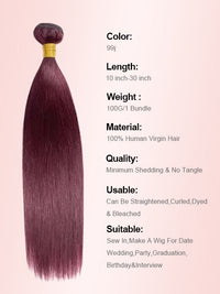Burgundy Bundles With 5x5 13x4 Lace Frontal Closure Straight Human Hair