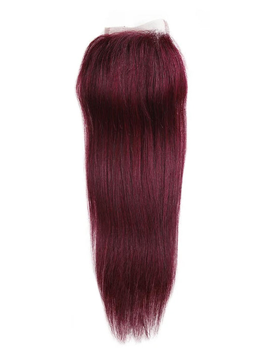 Burgundy Bundles With 5x5 13x4 Lace Frontal Closure Straight Human Hair