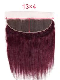 Burgundy Bundles With 5x5 13x4 Lace Frontal Closure Straight Human Hair