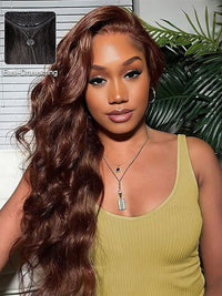 Pre Plucked Chocolate Brown 3D Body Wave Wig 5x5 13x4 13x6 Lace Frontal Human Hair Wigs