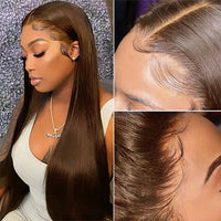 Kisslove Pre-Everything Chocolate Brown Wig 360 Lace Wig Straight Human Hair Wigs