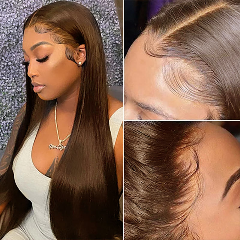 Kisslove Pre-Everything Chocolate Brown Wig 360 Lace Wig Straight Human Hair Wigs