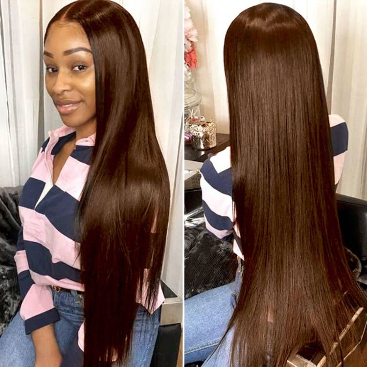 Kisslove Pre-Everything Chocolate Brown Wig 360 Lace Wig Straight Human Hair Wigs