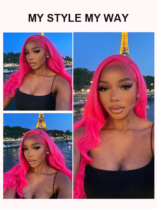 Barbie Pink Color Wig Pre Plucked 3D Body Wave 13x4 Lace Front Human Hair Wigs