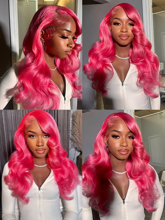 Barbie Pink Color Wig Pre Plucked 3D Body Wave 13x4 Lace Front Human Hair Wigs