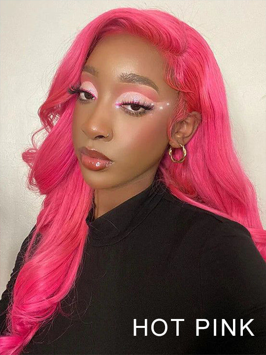 Barbie Pink Color Wig Pre Plucked 3D Body Wave 13x4 Lace Front Human Hair Wigs