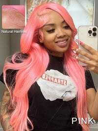 Barbie Pink Color Wig Pre Plucked 3D Body Wave 13x4 Lace Front Human Hair Wigs