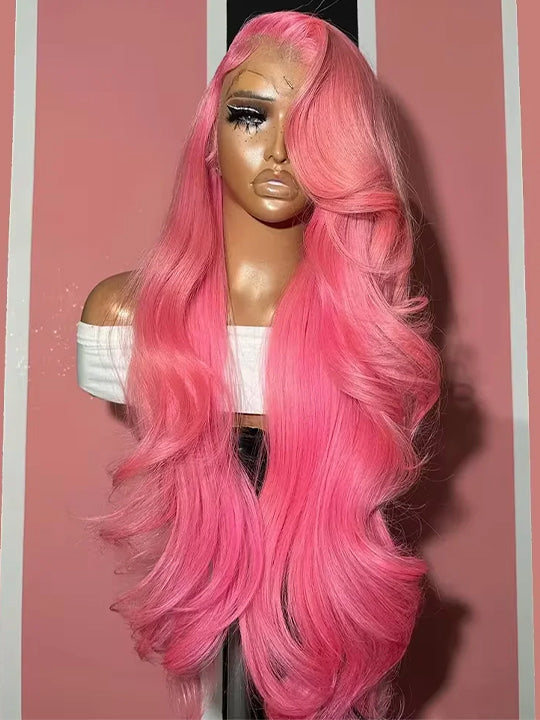 Barbie Pink Color Wig Pre Plucked 3D Body Wave 13x4 Lace Front Human Hair Wigs