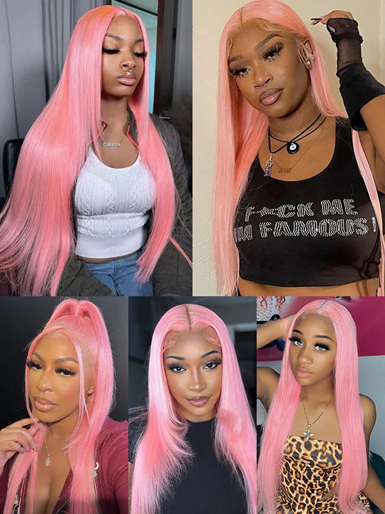 Blonde Wig Barbie Pink/Purple/Silver Grey Straight Hair 13x4 Lace Front Wig Colored Wigs