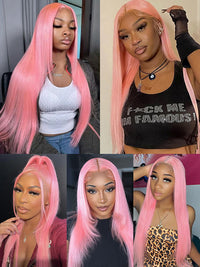 Blonde Wig Barbie Pink/Purple/Silver Grey Straight Hair 13x4 Lace Front Wig Colored Wigs
