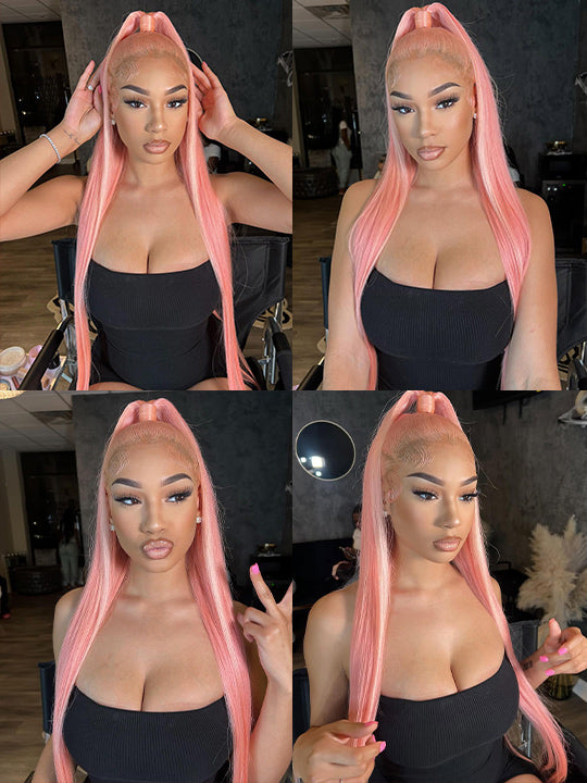 Blonde Wig Barbie Pink/Purple/Silver Grey Straight Hair 13x4 Lace Front Wig Colored Wigs