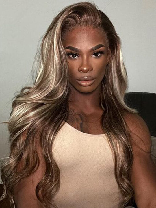 P4/613 P6/613 Brown Hair With Blonde Highlights 3D Body Wave 13x4 Lace Frontal Wigs