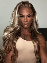 P4/613 P6/613 Brown Hair With Blonde Highlights 3D Body Wave 13x4 Lace Frontal Wigs