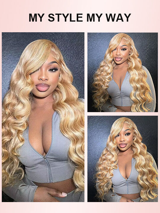 P4/613 P6/613 Brown Hair With Blonde Highlights 3D Body Wave 13x4 Lace Frontal Wigs