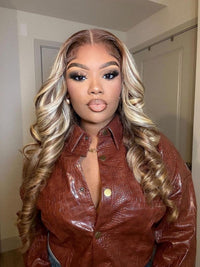P4/613 P6/613 Brown Hair With Blonde Highlights 3D Body Wave 13x4 Lace Frontal Wigs