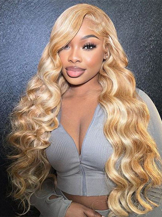 P4/613 P6/613 Brown Hair With Blonde Highlights 3D Body Wave 13x4 Lace Frontal Wigs