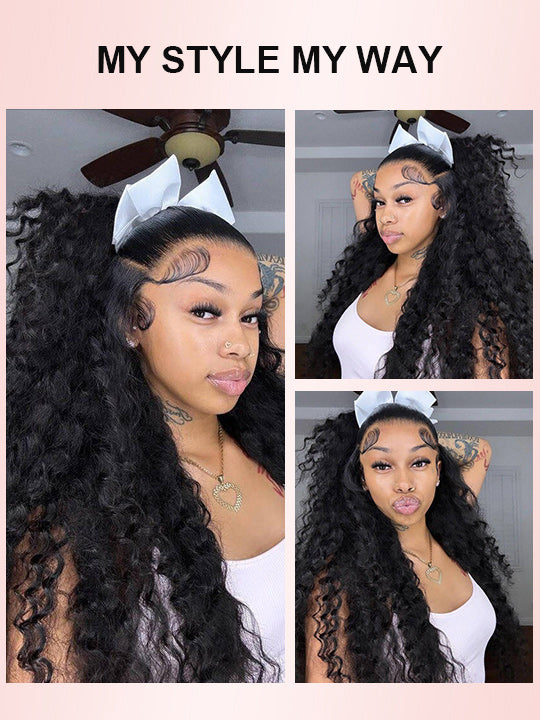 Kisslove Invisi-Drawstring Deep Wave 360 Lace Wig Pre Everything Deep Curly Hair Glueless Wigs