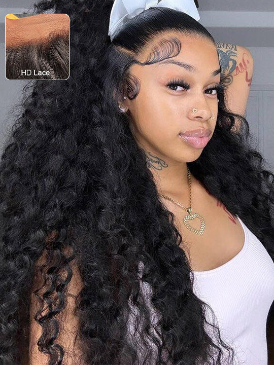 Bleached Knots 5x5 13x4 HD Lace Frontal Wigs Deep Wave Virgin Human Hair Wigs