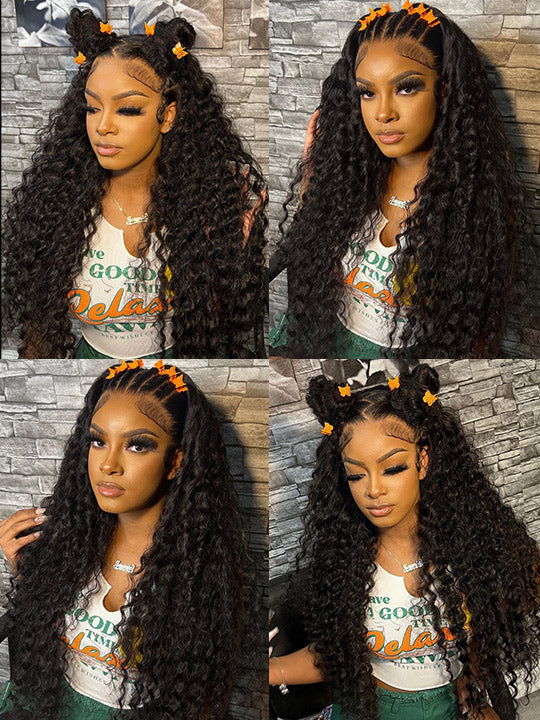 Bleached Knots 5x5 13x4 HD Lace Frontal Wigs Deep Wave Virgin Human Hair Wigs