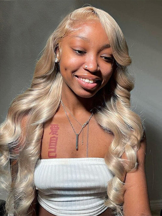 13x6 HD Lace Front Wig Ash Blonde Hair 3D Body Wave 100% Human Hair Wigs