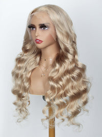 13x6 HD Lace Front Wig Ash Blonde Hair 3D Body Wave 100% Human Hair Wigs
