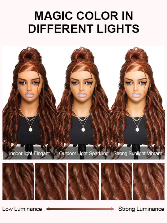 #33 Reddish Brown Bleached Knots 360 Lace Frontal Wig Deep Wave Human Hair Wigs