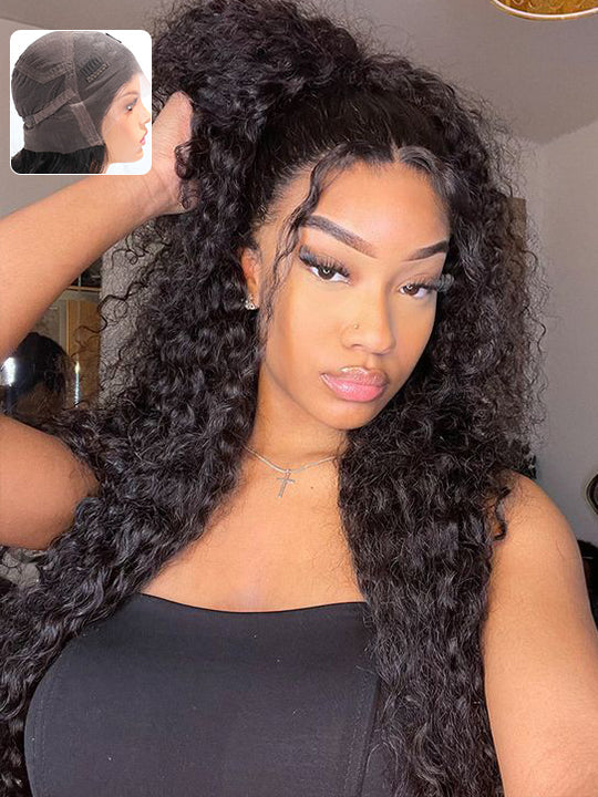 Full Lace Frontal Wigs 250% Density Water Wave Virgin Human Hair For Women