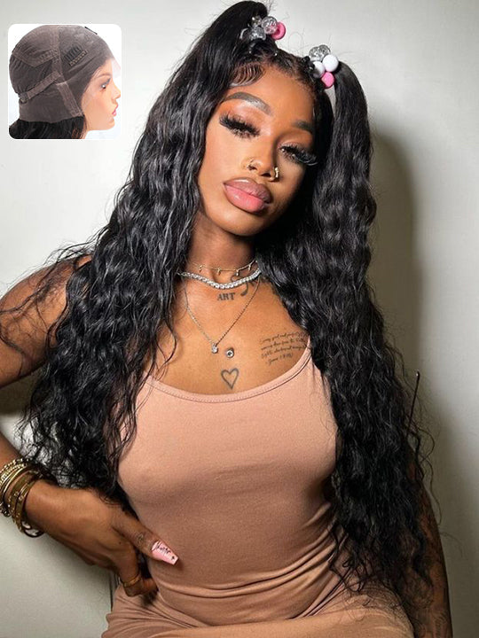 Full Lace Frontal Wigs 250% Density Water Wave Virgin Human Hair For Women