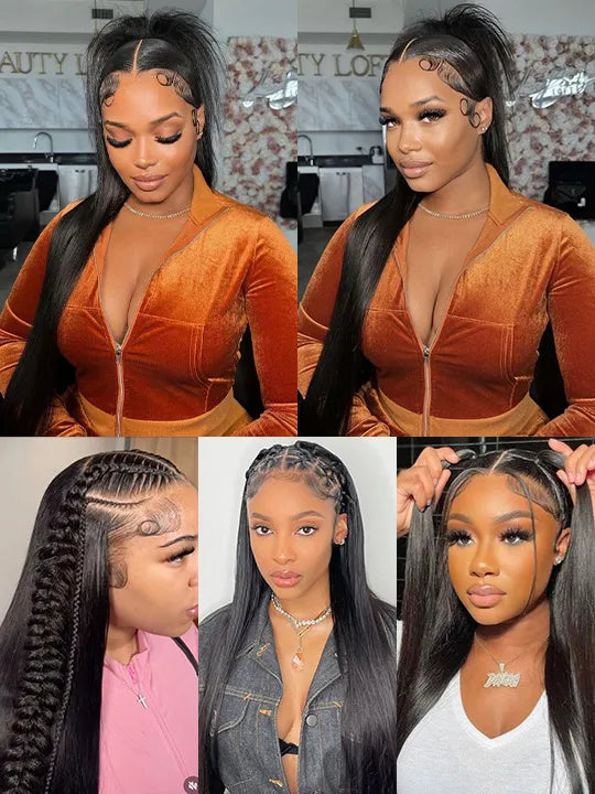 Brazilian Straight Hair Full Lace Wig Transparent Lace Invisi Drawstring Glueless Human Hair Wigs