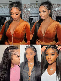 Brazilian Straight Hair Full Lace Wig Transparent Lace Invisi Drawstring Glueless Human Hair Wigs