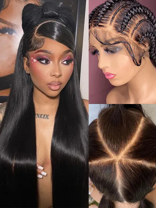 Brazilian Straight Hair Full Lace Wig Transparent Lace Invisi Drawstring Glueless Human Hair Wigs