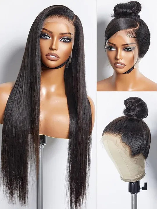 Brazilian Straight Hair Full Lace Wig Transparent Lace Invisi Drawstring Glueless Human Hair Wigs