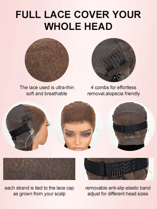 Full Lace Wig Body Wave Brazilian Human Hair Wigs Pre Plucked Real Scalp Invisi-Drawstring Cap