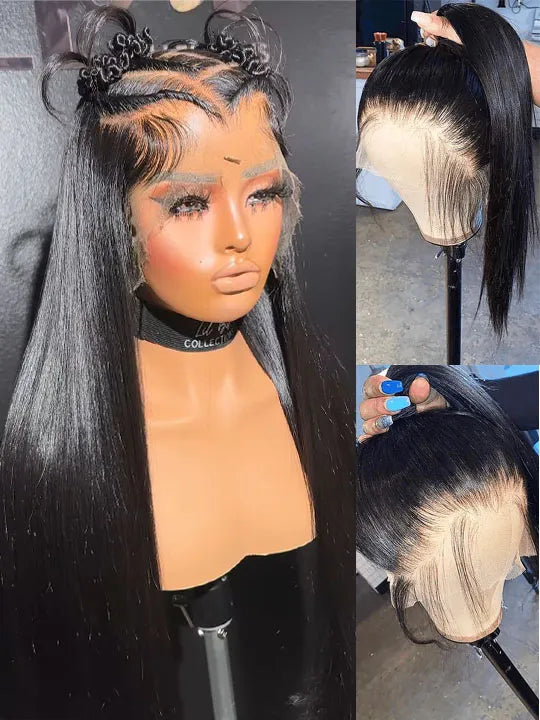Brazilian Straight Hair Full Lace Wig Transparent Lace Invisi Drawstring Glueless Human Hair Wigs