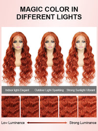 Ginger Hair Colored Wig 3D Body Wave 4x4 13x4 Lace Front Human Hair Wigs #350