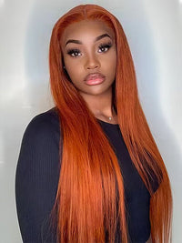 Ginger Hair Colored Wig Silky Straight 4x4 13x4 Lace Front Human Hair Wigs #350