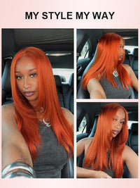 Ginger Hair Colored Wig Silky Straight 4x4 13x4 Lace Front Human Hair Wigs #350