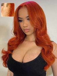 Ginger Orange Color Glueless 5x5 Lace Wig 3D Body Wave Human Hair Wigs